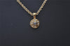 Authentic NINA RICCI Vintage Gold Tone Rhinestone Chain Pendant Necklace 0908J