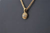 Authentic NINA RICCI Vintage Gold Tone Rhinestone Chain Pendant Necklace 0908J