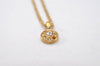 Authentic NINA RICCI Vintage Gold Tone Rhinestone Chain Pendant Necklace 0908J