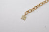 Authentic NINA RICCI Vintage Gold Tone Rhinestone Chain Pendant Necklace 0908J