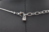 Authentic NINA RICCI Vintage Silver Tone Rhinestone Chain Pendant Necklace 0909J