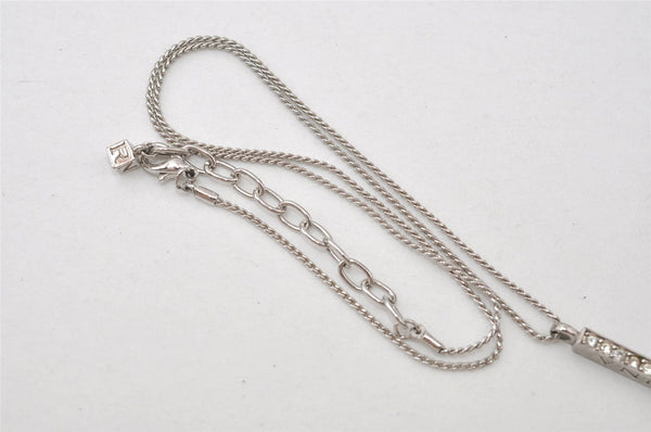 Authentic NINA RICCI Vintage Silver Tone Rhinestone Chain Pendant Necklace 0909J