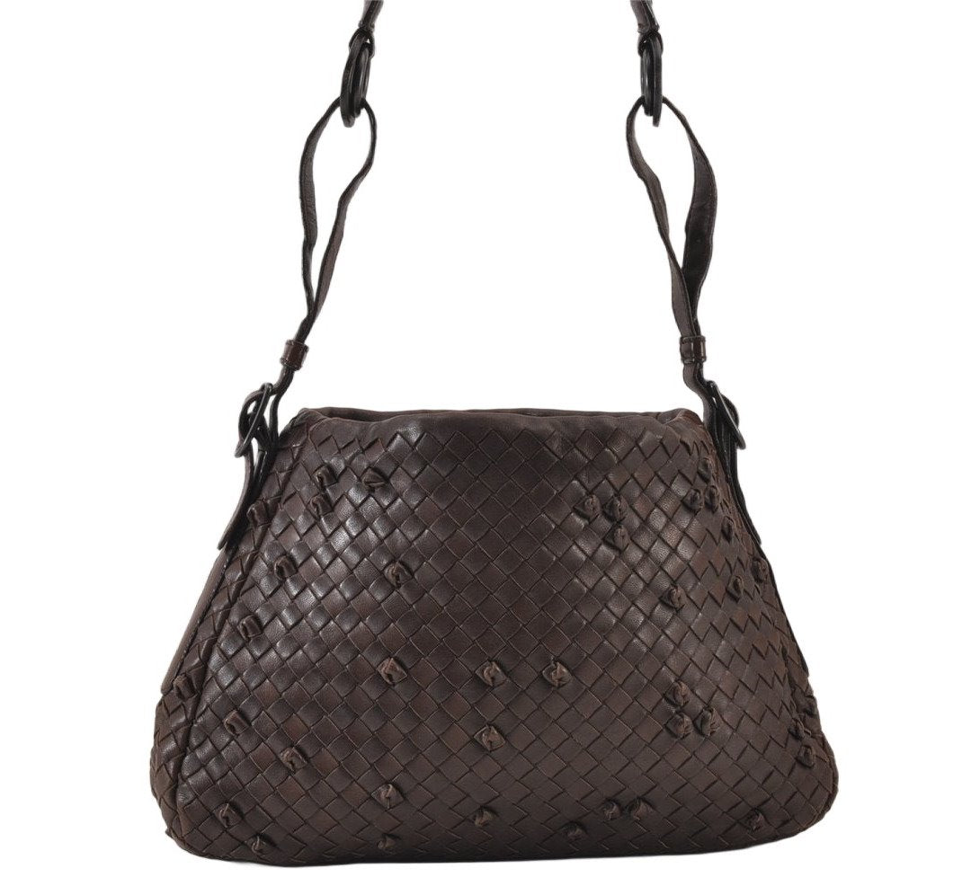 Authentic BOTTEGA VENETA Intrecciato Leather Shoulder Hand Bag Purse Brown 0910K