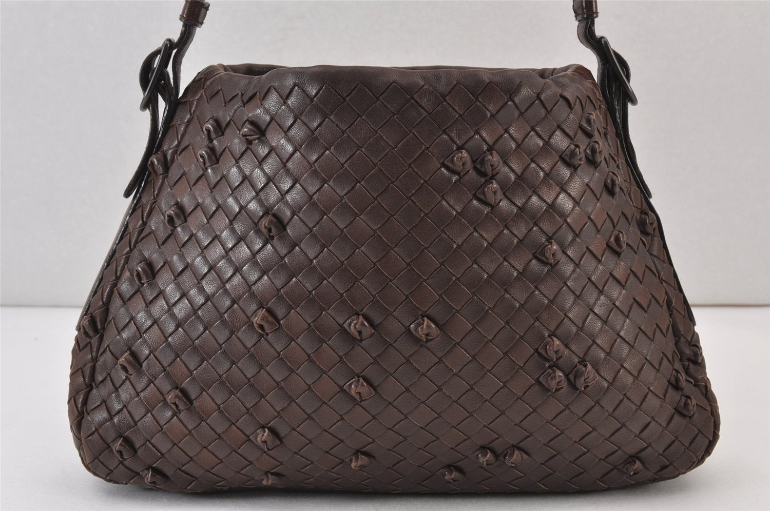 Authentic BOTTEGA VENETA Intrecciato Leather Shoulder Hand Bag Purse Brown 0910K
