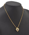 Authentic NINA RICCI Gold Tone Heart Rhinestone Chain Pendant Necklace 0911J