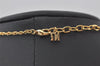 Authentic NINA RICCI Gold Tone Heart Rhinestone Chain Pendant Necklace 0911J