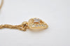 Authentic NINA RICCI Gold Tone Heart Rhinestone Chain Pendant Necklace 0911J