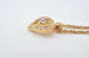 Authentic NINA RICCI Gold Tone Heart Rhinestone Chain Pendant Necklace 0911J