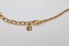 Authentic NINA RICCI Gold Tone Heart Rhinestone Chain Pendant Necklace 0911J