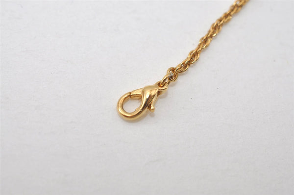 Authentic NINA RICCI Gold Tone Heart Rhinestone Chain Pendant Necklace 0911J
