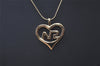 Authentic NINA RICCI Vintage Gold Tone Heart Motif Chain Pendant Necklace 0912J