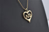 Authentic NINA RICCI Vintage Gold Tone Heart Motif Chain Pendant Necklace 0912J