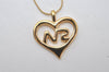 Authentic NINA RICCI Vintage Gold Tone Heart Motif Chain Pendant Necklace 0912J