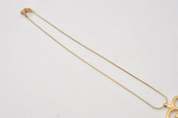 Authentic NINA RICCI Vintage Gold Tone Heart Motif Chain Pendant Necklace 0912J