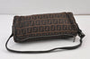 Authentic FENDI Vintage Zucchino Hand Bag Pouch Purse Canvas Leather Brown 0912K