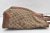 Authentic GUCCI Web Sherry Line Hand Tote Bag GG Canvas Leather Brown 0913K