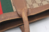 Authentic GUCCI Web Sherry Line Hand Tote Bag GG Canvas Leather Brown 0913K
