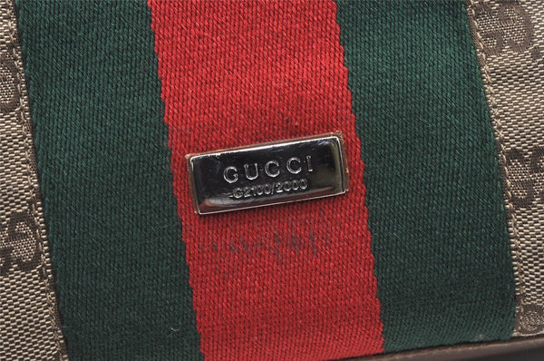 Authentic GUCCI Web Sherry Line Hand Tote Bag GG Canvas Leather Brown 0913K