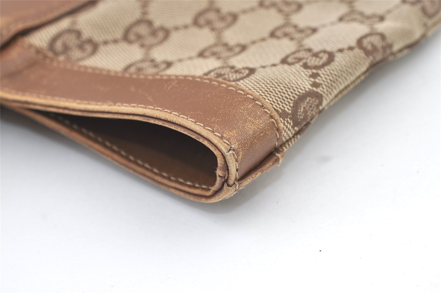 Authentic GUCCI Web Sherry Line Hand Tote Bag GG Canvas Leather Brown 0913K