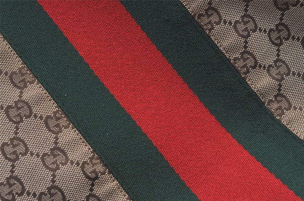Authentic GUCCI Web Sherry Line Hand Tote Bag GG Canvas Leather Brown 0913K