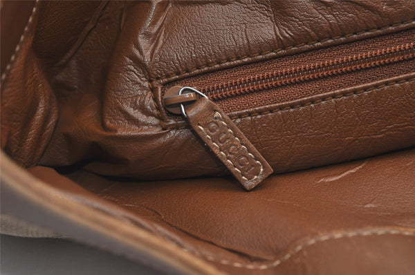 Authentic GUCCI Web Sherry Line Hand Tote Bag GG Canvas Leather Brown 0913K