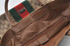 Authentic GUCCI Web Sherry Line Hand Tote Bag GG Canvas Leather Brown 0913K