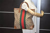 Authentic GUCCI Web Sherry Line Hand Tote Bag GG Canvas Leather Brown 0913K