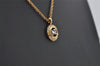 Authentic NINA RICCI Vintage Gold Tone Rhinestone Chain Pendant Necklace 0914J