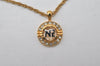 Authentic NINA RICCI Vintage Gold Tone Rhinestone Chain Pendant Necklace 0914J