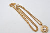 Authentic NINA RICCI Vintage Gold Tone Rhinestone Chain Pendant Necklace 0914J