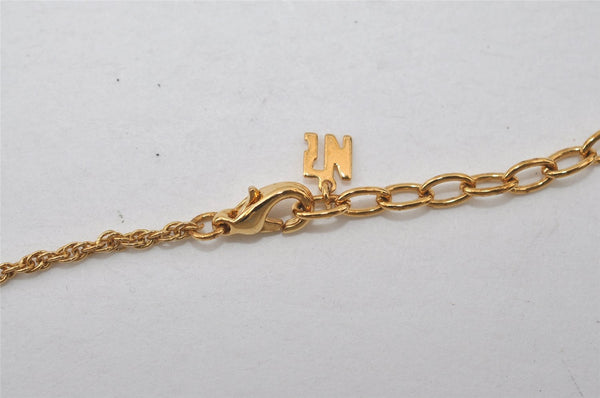 Authentic NINA RICCI Vintage Gold Tone Rhinestone Chain Pendant Necklace 0914J