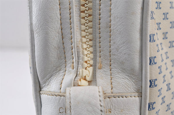 Authentic CELINE Macadam Blason Shoulder Cross Body Bag Leather White 0914K