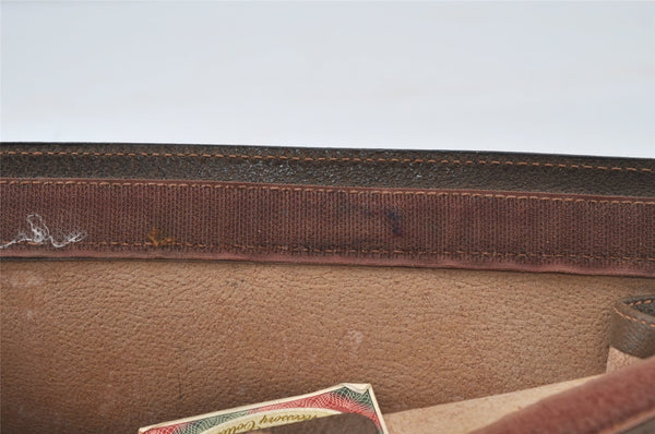 Authentic GUCCI Web Sherry Line Clutch Hand Bag Purse GG PVC Leather Brown 0915I