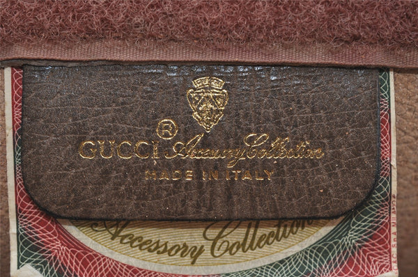Authentic GUCCI Web Sherry Line Clutch Hand Bag Purse GG PVC Leather Brown 0915I