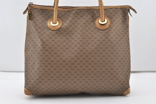 Authentic GUCCI Vintage Micro GG PVC Leather Shoulder Tote Bag Brown 0915J