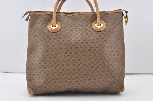 Authentic GUCCI Vintage Micro GG PVC Leather Shoulder Tote Bag Brown 0915J