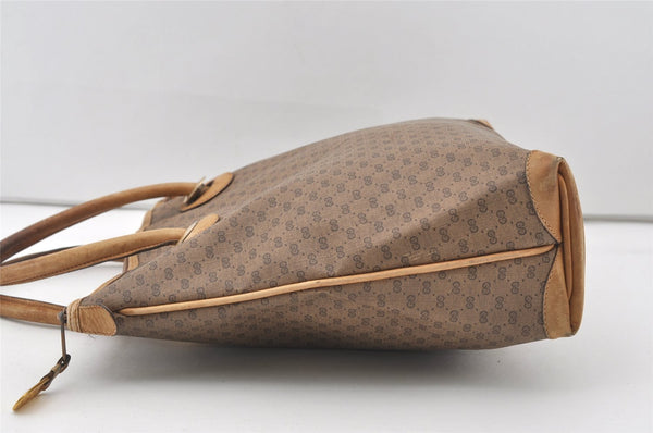 Authentic GUCCI Vintage Micro GG PVC Leather Shoulder Tote Bag Brown 0915J