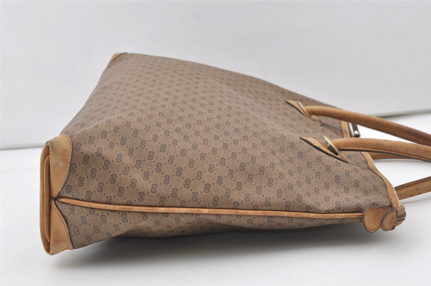 Authentic GUCCI Vintage Micro GG PVC Leather Shoulder Tote Bag Brown 0915J