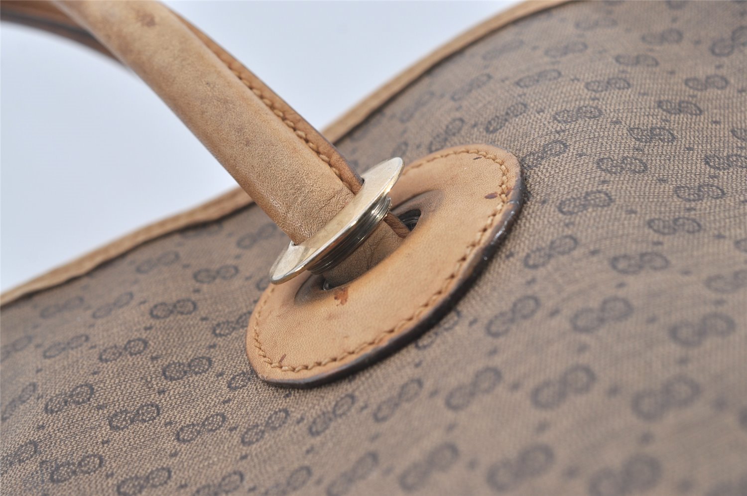 Authentic GUCCI Vintage Micro GG PVC Leather Shoulder Tote Bag Brown 0915J