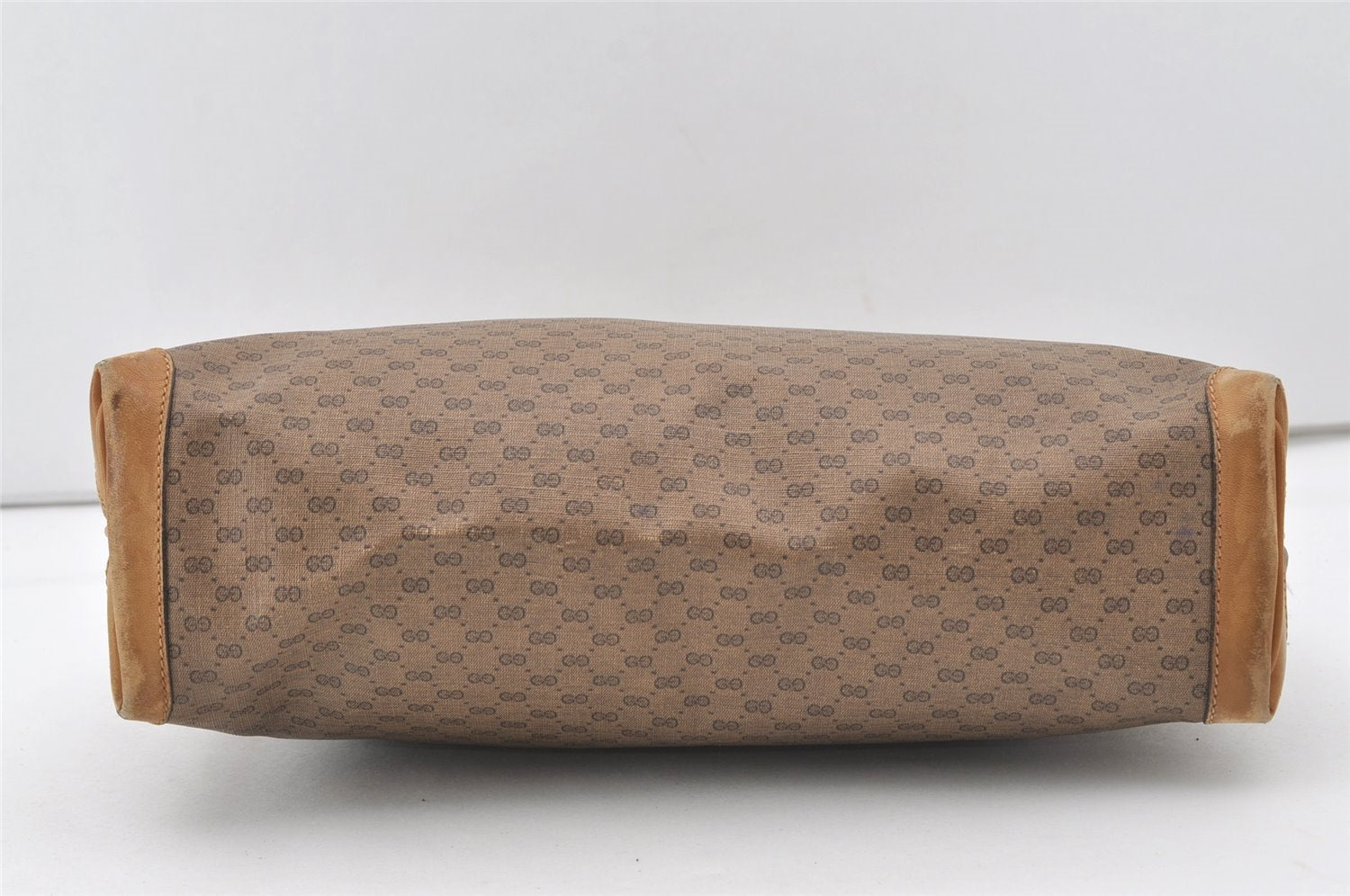 Authentic GUCCI Vintage Micro GG PVC Leather Shoulder Tote Bag Brown 0915J