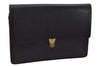 Authentic Burberrys Vintage Leather Clutch Hand Bag Purse Black 0915K