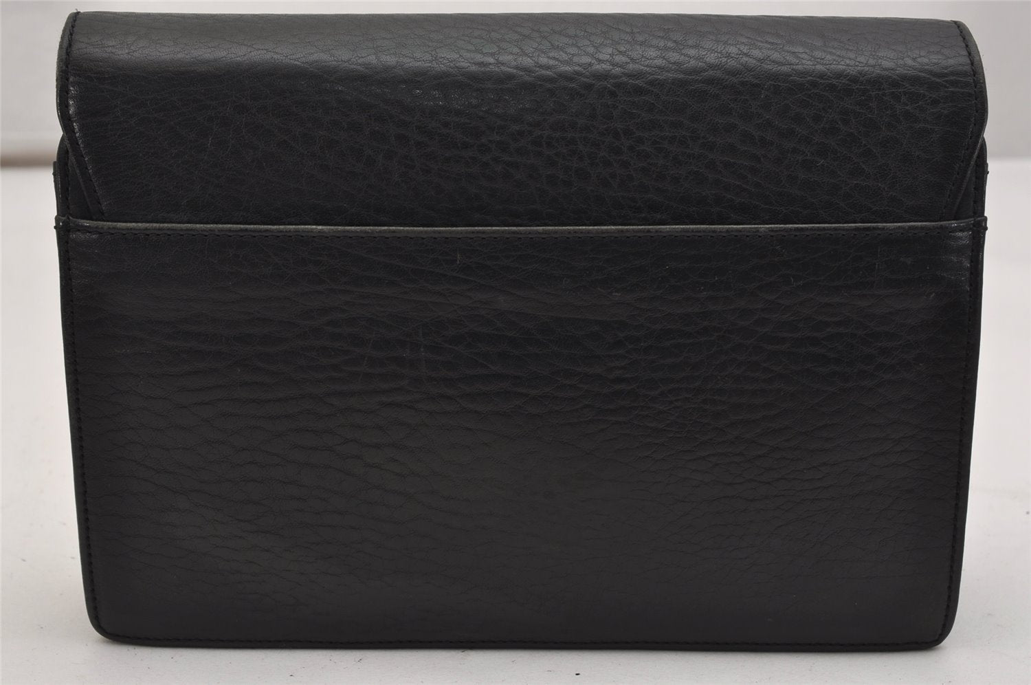 Authentic Burberrys Vintage Leather Clutch Hand Bag Purse Black 0915K