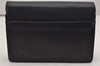 Authentic Burberrys Vintage Leather Clutch Hand Bag Purse Black 0915K