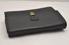 Authentic Burberrys Vintage Leather Clutch Hand Bag Purse Black 0915K