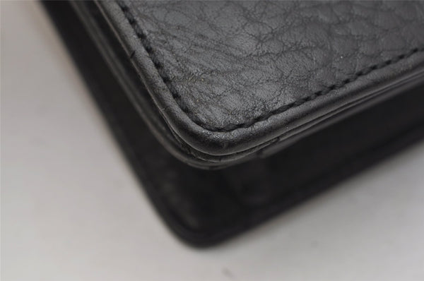 Authentic Burberrys Vintage Leather Clutch Hand Bag Purse Black 0915K