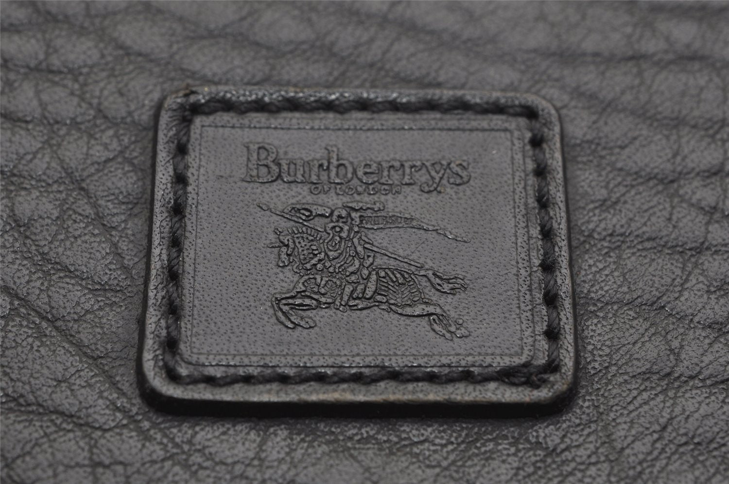 Authentic Burberrys Vintage Leather Clutch Hand Bag Purse Black 0915K