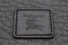 Authentic Burberrys Vintage Leather Clutch Hand Bag Purse Black 0915K