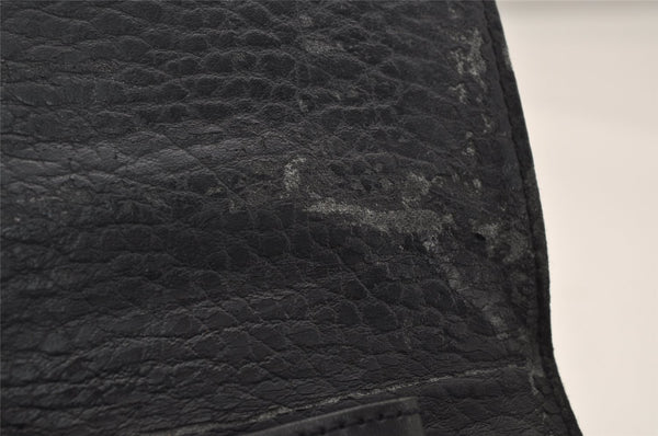 Authentic Burberrys Vintage Leather Clutch Hand Bag Purse Black 0915K
