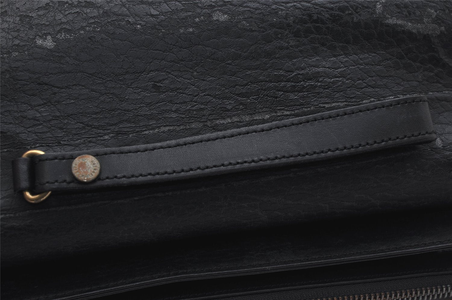 Authentic Burberrys Vintage Leather Clutch Hand Bag Purse Black 0915K