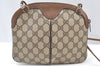 Authentic GUCCI Web Sherry Line Shoulder Cross Bag GG PVC Leather Brown 0916I